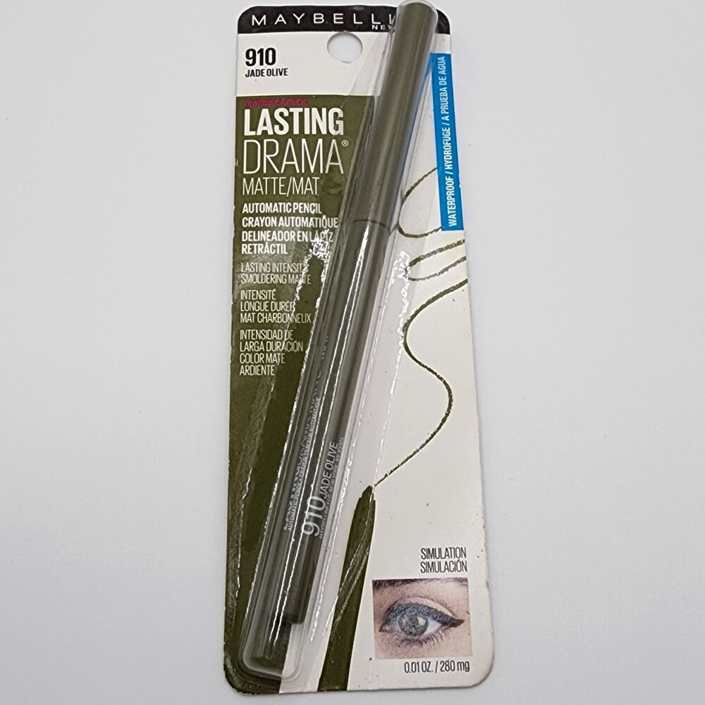 Maybelline 910 Jade Olive Waterproof Lasting Drama Automatic Pencil Eyeliner NEW